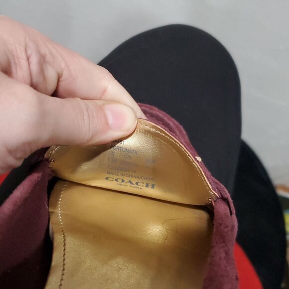 Coach Fortunata Suede Loafers in Burgundy Size 7.5 - Picture 10 of 12